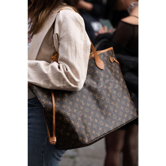 Authentic Louis Vuitton Neverfull PM Monogram Tote Shoulder Bag Brown Tan LV - Picture 4 of 14